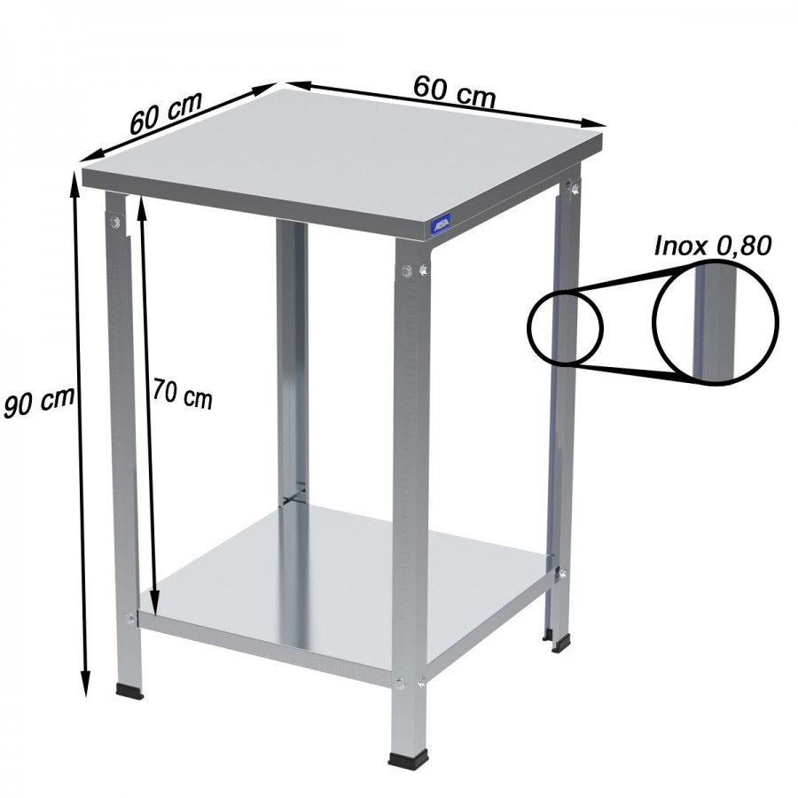 Mesa de Inox Paneleiro Liso Cego 60 x 60 - Aisa